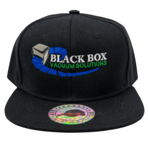 Black flat billed baseball cap merch