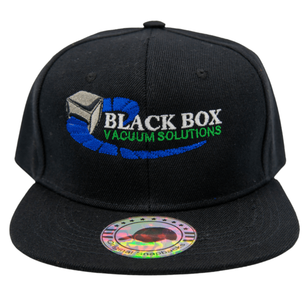 Black flat billed baseball cap merch